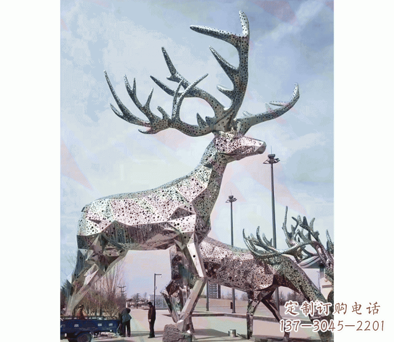 菏泽精致不锈钢梅花鹿摆件