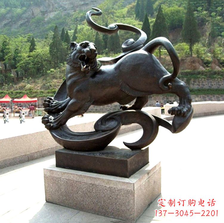 菏泽白虎神兽铜雕-纯铜铸造广场文化动物雕塑摆件