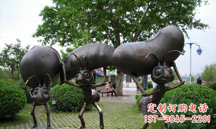 菏泽搬运粮食的蚂蚁公园景观铜雕