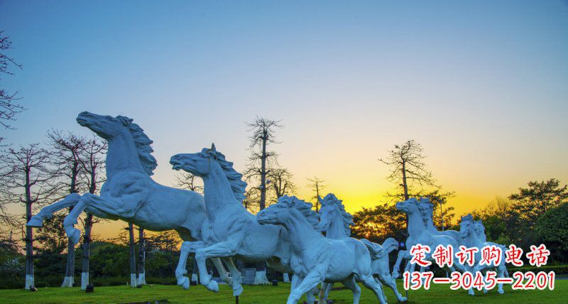 菏泽奔跑的马群城市公园景观铜雕