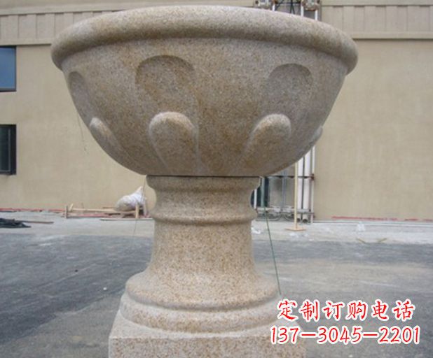 菏泽别墅景观大理石花盆石雕 (3)