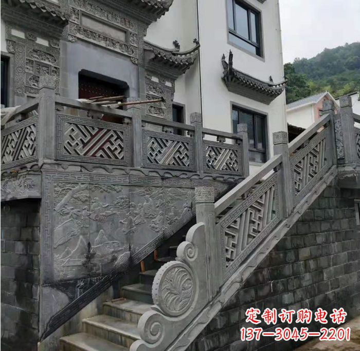 菏泽别墅景观仿古石雕栏板_2