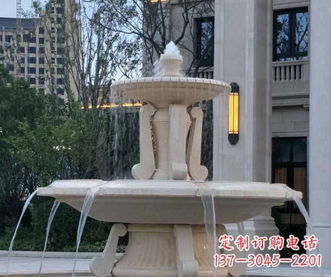 菏泽别墅景观汉白玉喷泉石雕 (2)