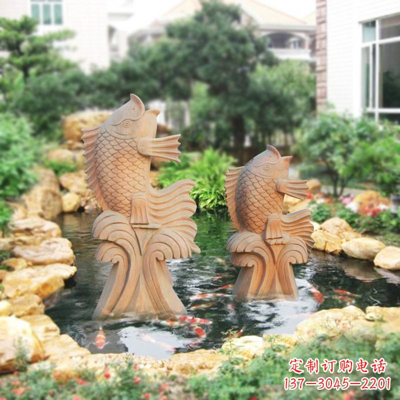 菏泽别墅庭院吉祥招财石雕鱼喷泉雕塑