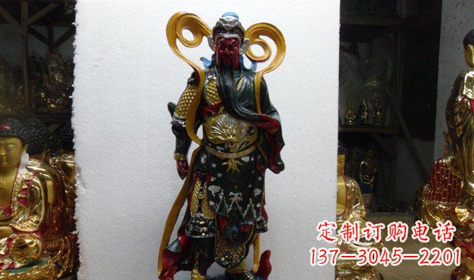 菏泽玻璃钢彩绘持刀关公