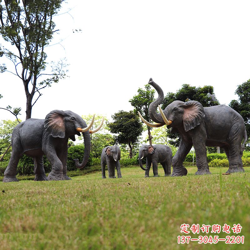 菏泽玻璃钢大象仿真大象雕塑-公园景区园林装饰动物摆件