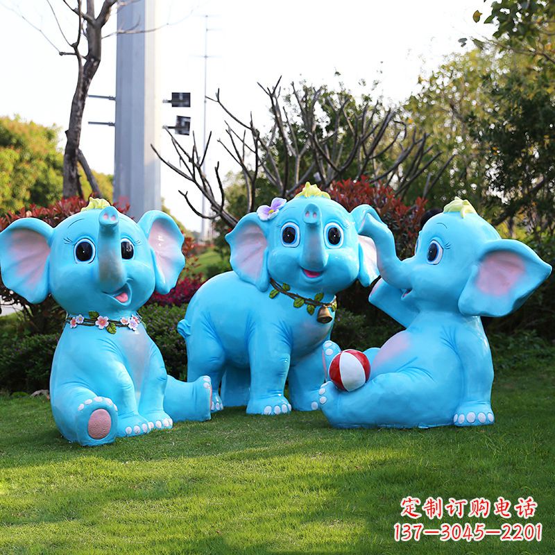 菏泽玻璃钢大象头雕塑-公园商场玻璃钢卡通小象美陈摆件