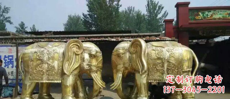 菏泽玻璃钢仿铜大象公园动物雕塑