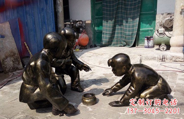 菏泽玻璃钢仿铜斗蛐蛐的古代儿童
