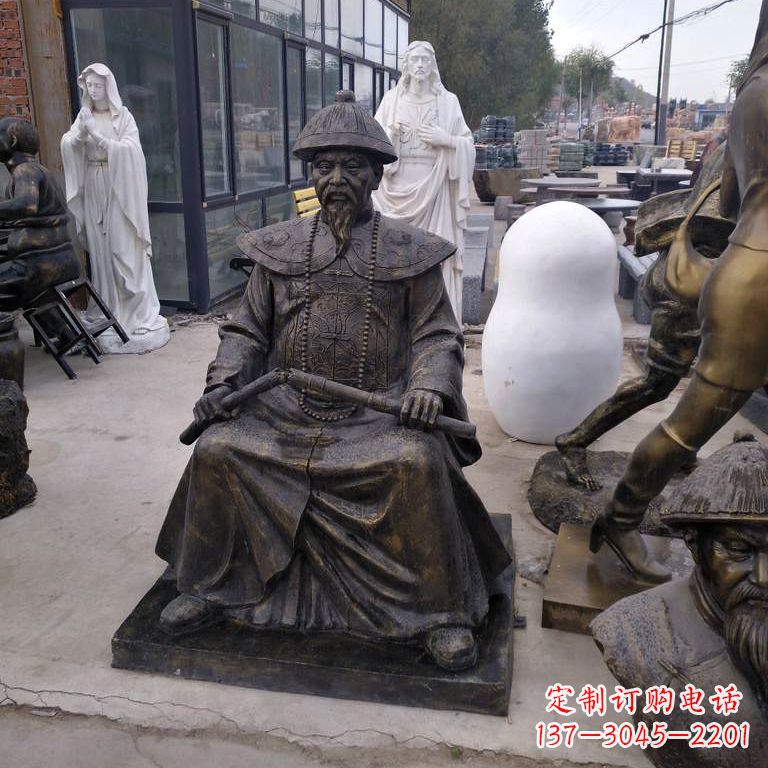 菏泽玻璃钢仿铜林则徐坐姿像
