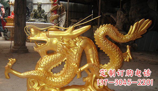 菏泽玻璃钢龙仿铜动物雕塑