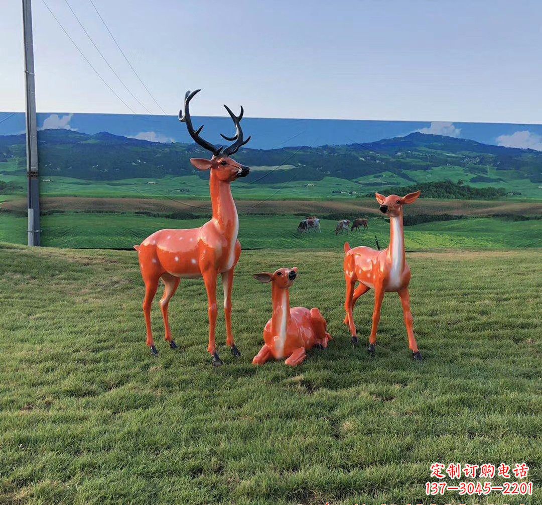 菏泽玻璃钢鹿群雕塑