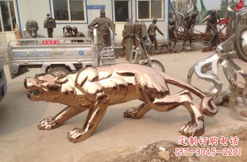 菏泽不锈钢豹子雕塑222