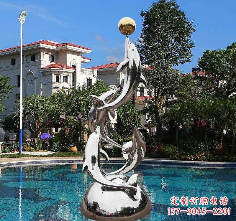 菏泽不锈钢海豚雕塑精美绝伦
