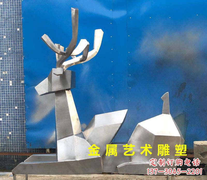 菏泽不锈钢别墅几何鹿雕塑——别出心裁的艺术灵感