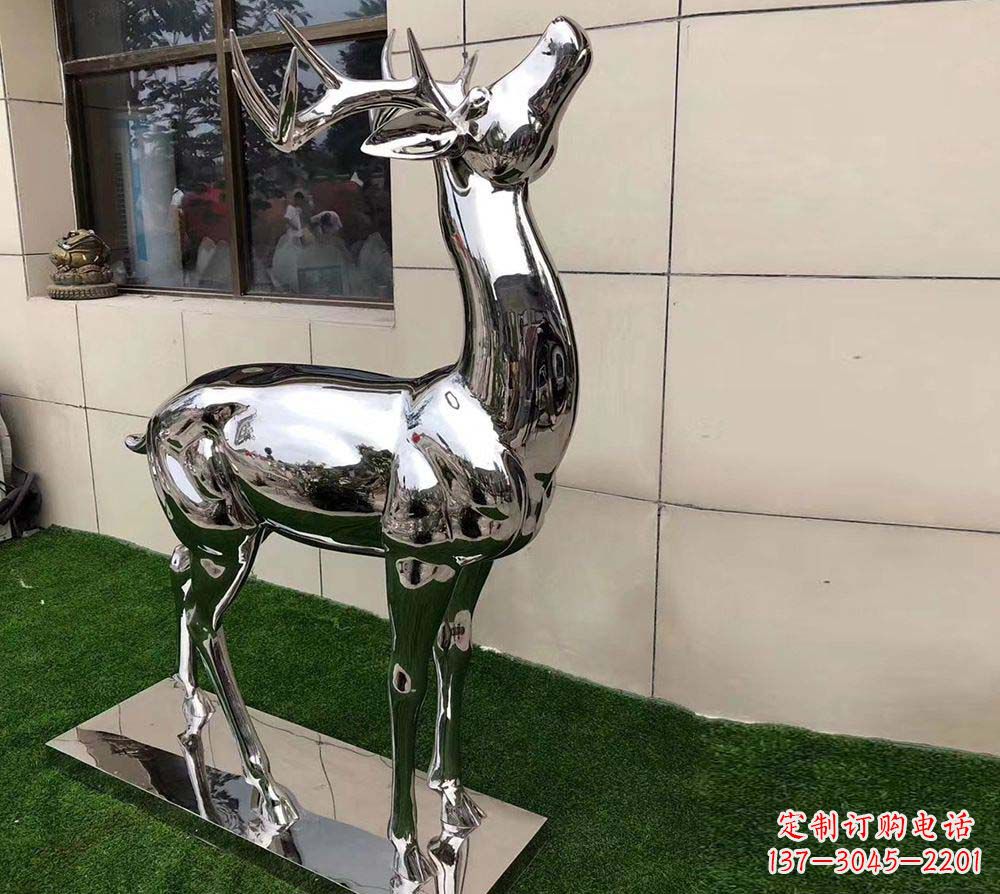 菏泽不锈钢别墅镜面小鹿雕塑