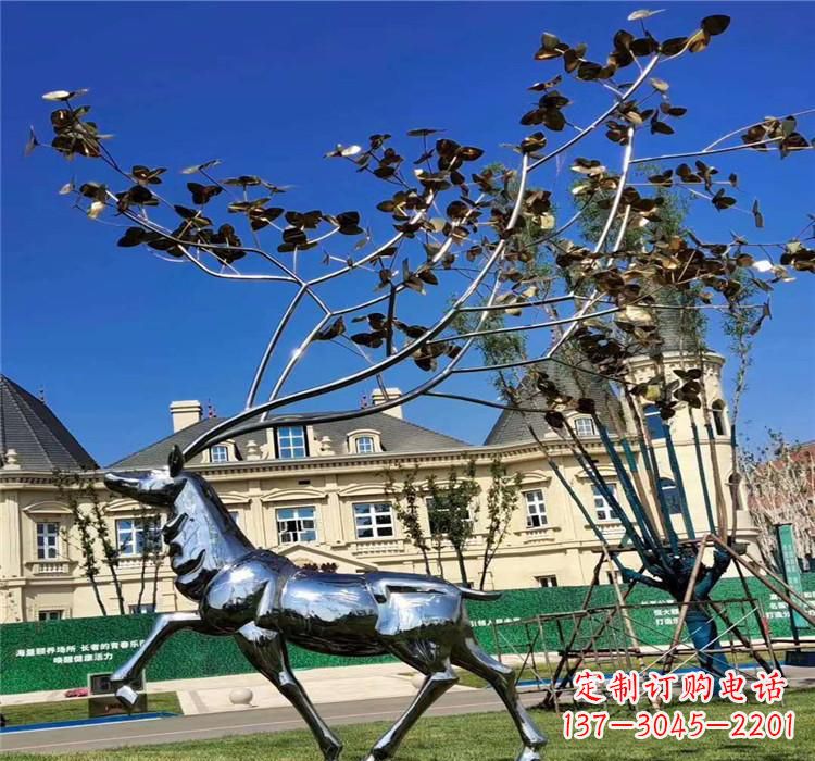 菏泽不锈钢别墅梅花鹿雕塑