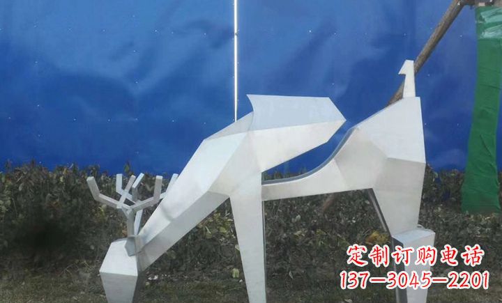菏泽不锈钢不规则梅花鹿公园景观雕塑
