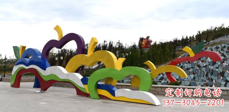菏泽不锈钢彩色抽象苹果雕塑