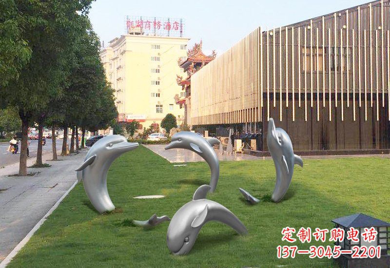 菏泽不锈钢海豚雕塑艺术与环保的完美结合