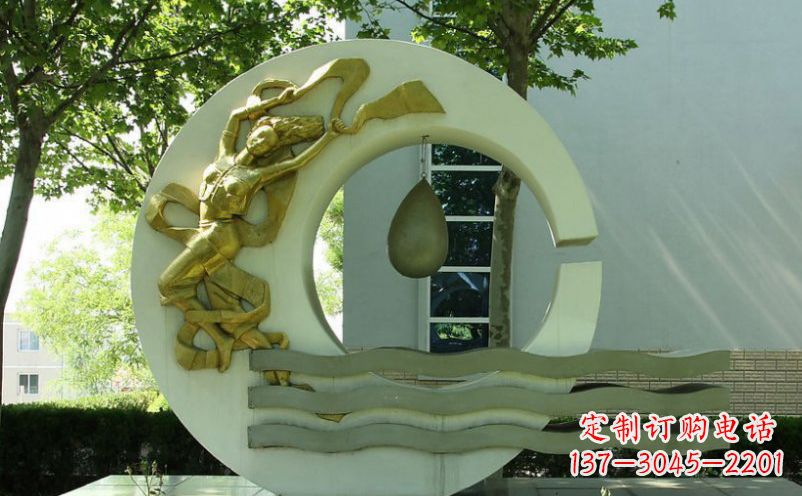 菏泽不锈钢嫦娥奔月景观雕塑