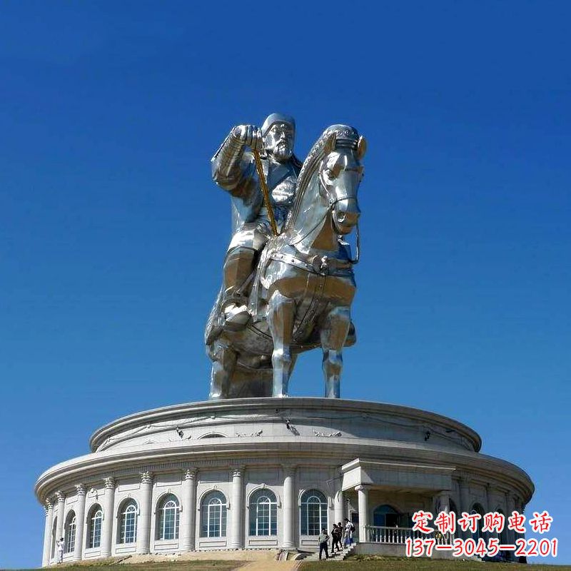 菏泽不锈钢成吉思汗雕像-大型景区景点广场人物雕塑