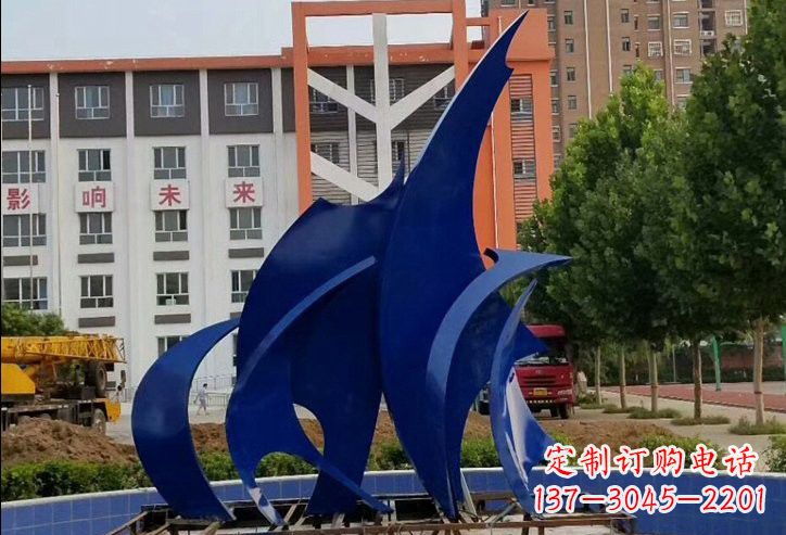 菏泽不锈钢抽象船帆雕塑