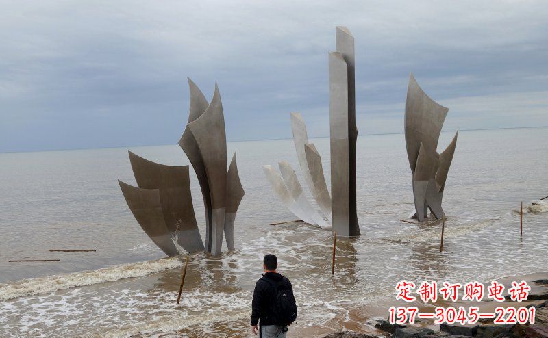 菏泽不锈钢抽象船帆海边景观雕塑
