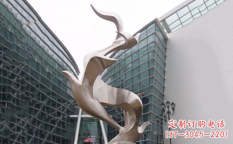 菏泽不锈钢抽象大雁鸽子雕塑