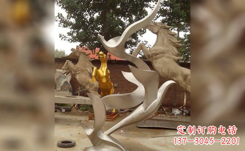 菏泽不锈钢抽象大雁鸽子雕塑 (2)