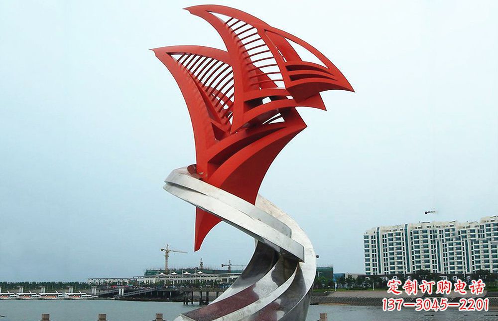 菏泽不锈钢抽象帆船海边景观雕塑22