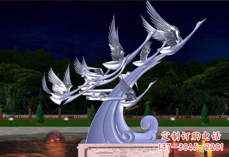 菏泽不锈钢抽象飞翔的天鹅设计图