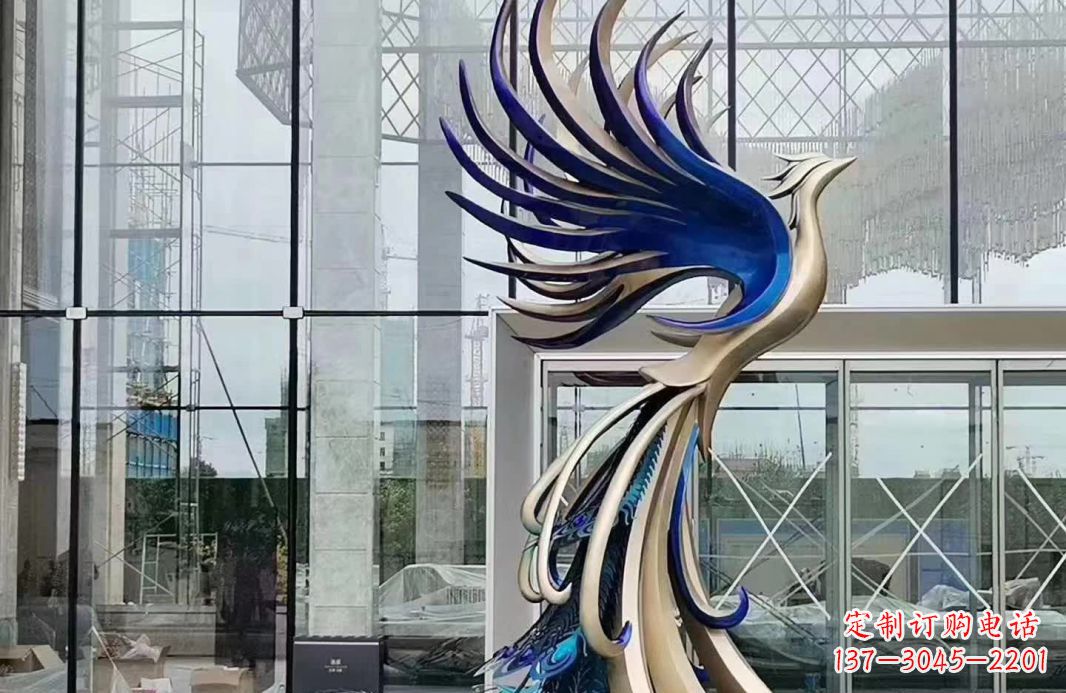 菏泽不锈钢抽象飞翔凤凰雕塑