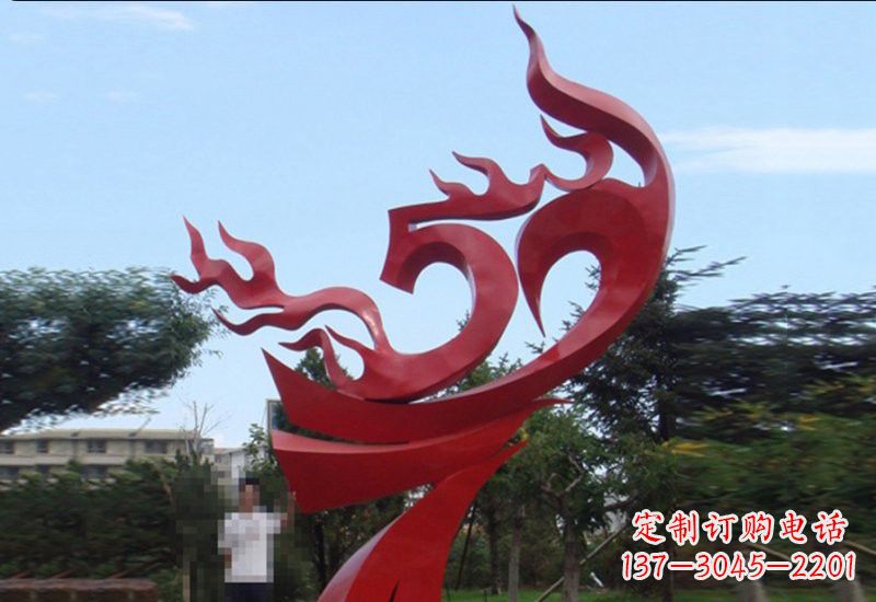 菏泽不锈钢凤凰涅槃雕塑——象征着新生