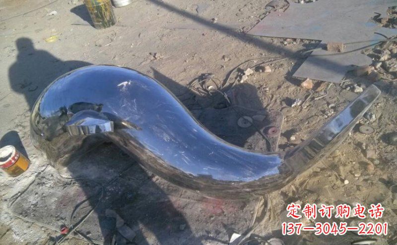 菏泽不锈钢抽象海豚动物雕塑 (2)