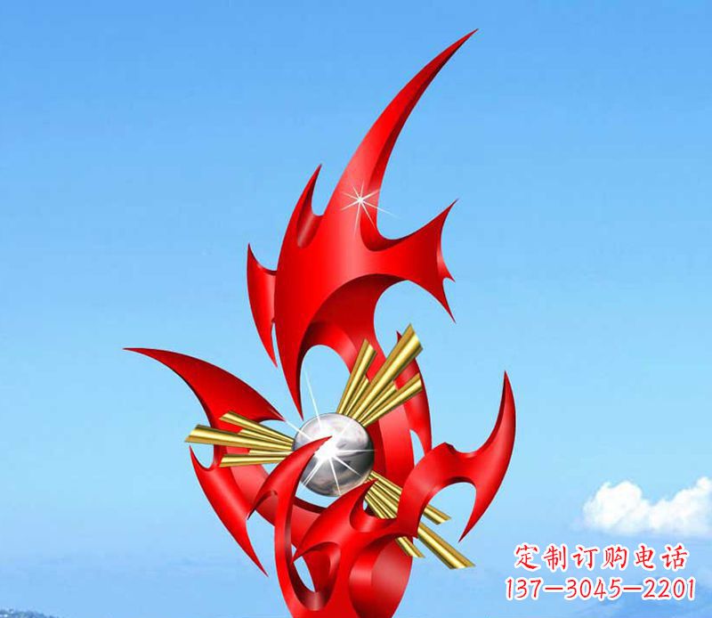 菏泽不锈钢抽象火苗雕塑 (2)