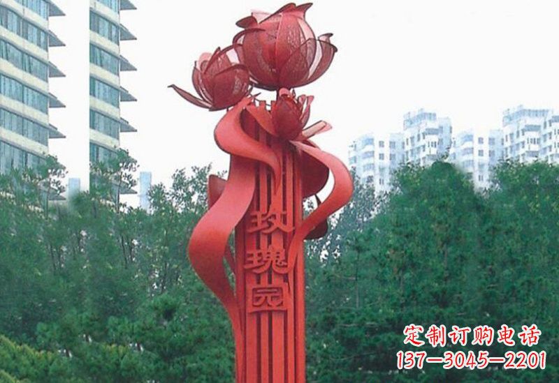 菏泽不锈钢玫瑰雕塑精美而优雅
