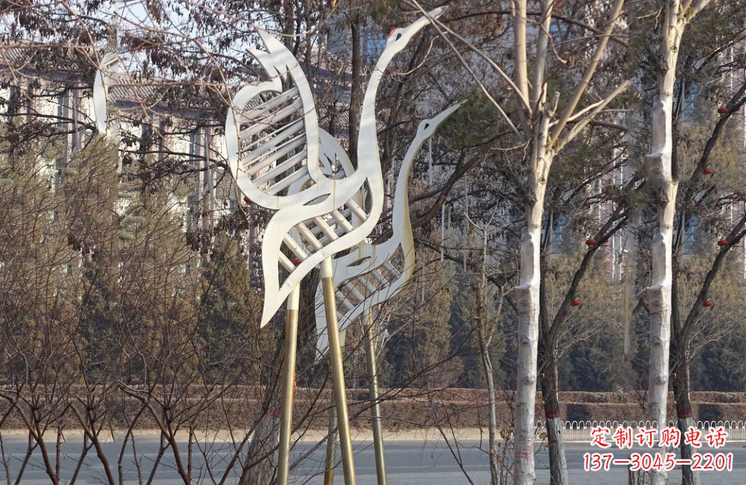 菏泽不锈钢抽象仙鹤雕塑 (2)