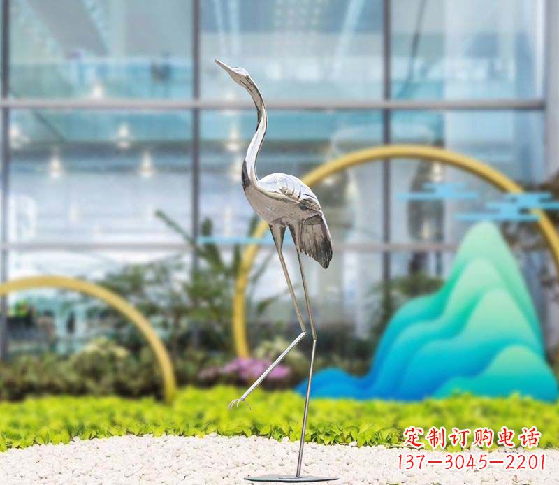 菏泽不锈钢抽象仙鹤雕塑1