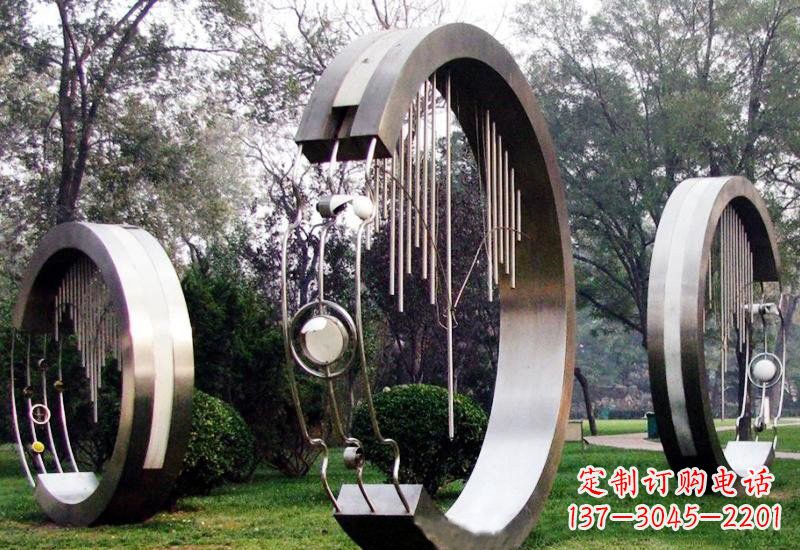 菏泽不锈钢抽象圆环聆听雕塑