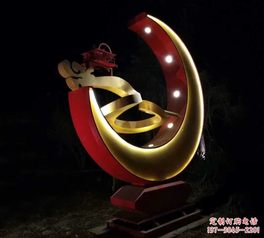 菏泽不锈钢月亮雕塑静谧中的经典之美