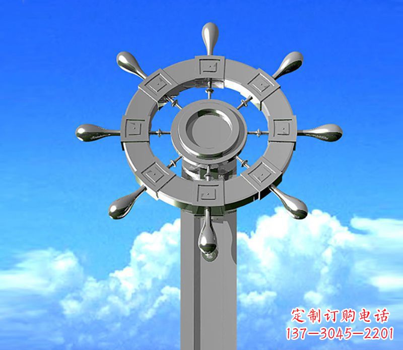 菏泽不锈钢船舵雕塑