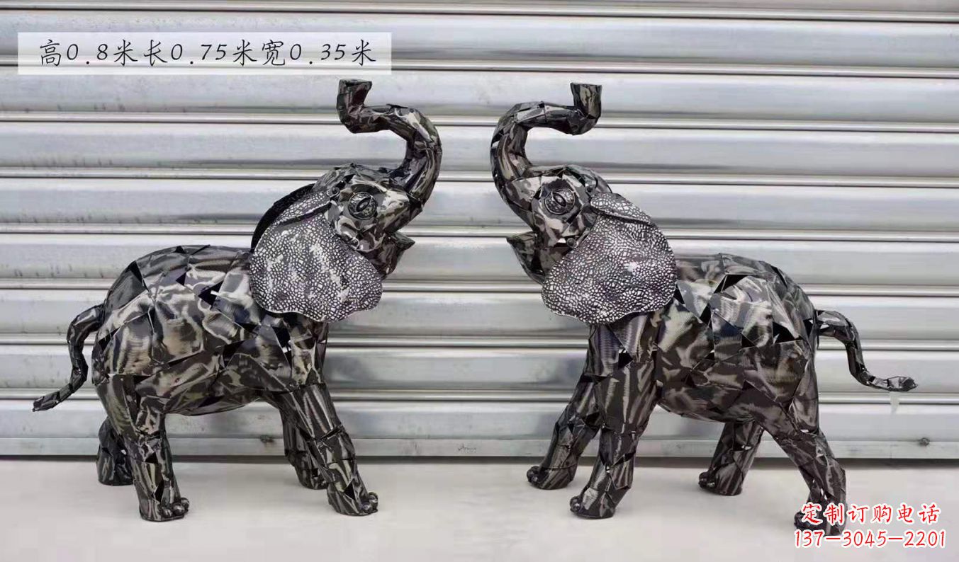 菏泽不锈钢大象雕塑精美的摆件装饰