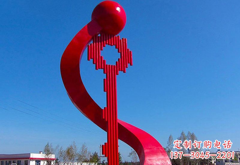 菏泽不锈钢大型抽象钥匙雕塑