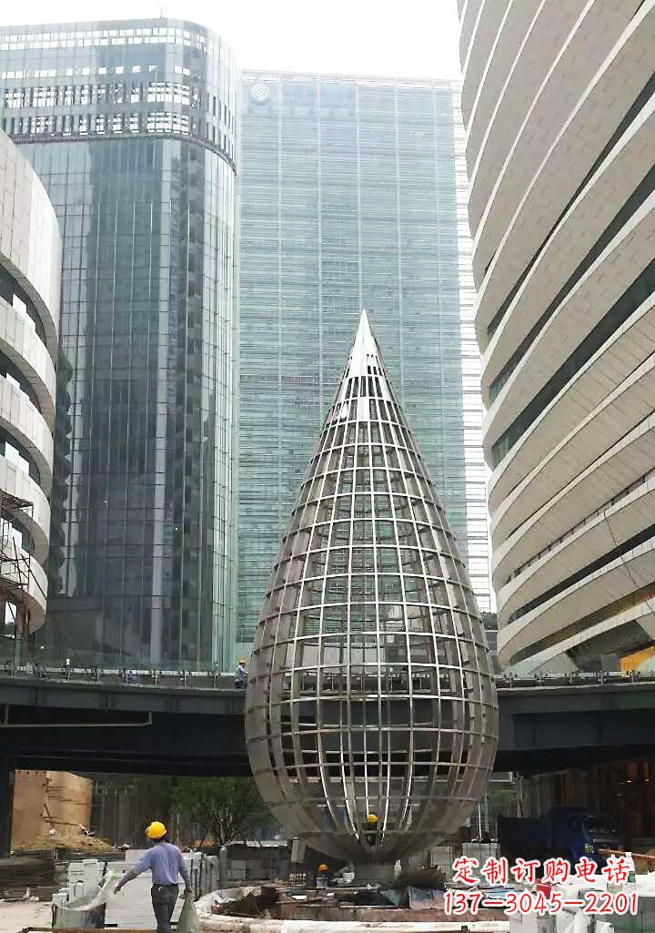 菏泽不锈钢大型镂空水滴城市景观雕塑