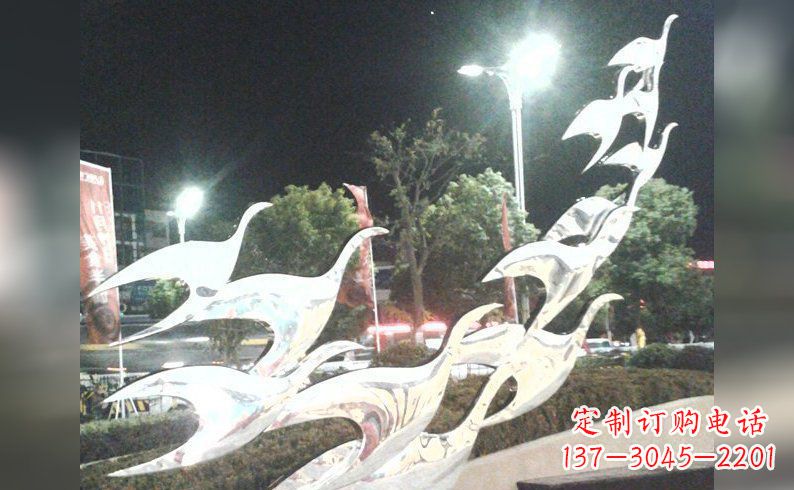 菏泽不锈钢大雁雕塑——灿烂的翱翔