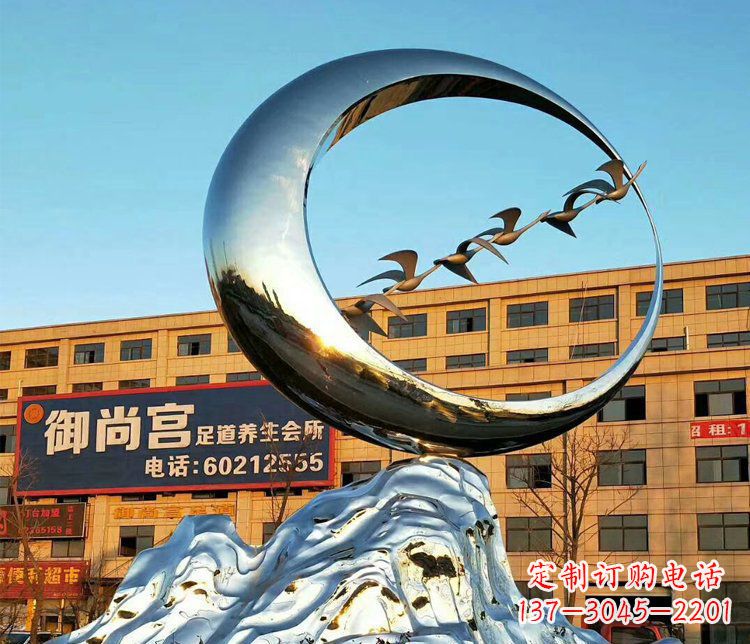 菏泽不锈钢大雁雕塑精美的艺术之作