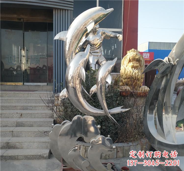 菏泽不锈钢海豚雕塑——精美外观,传递环保理念