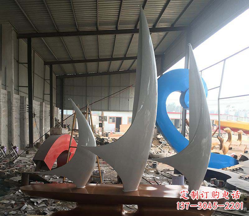 菏泽不锈钢帆船景观雕塑 (2)
