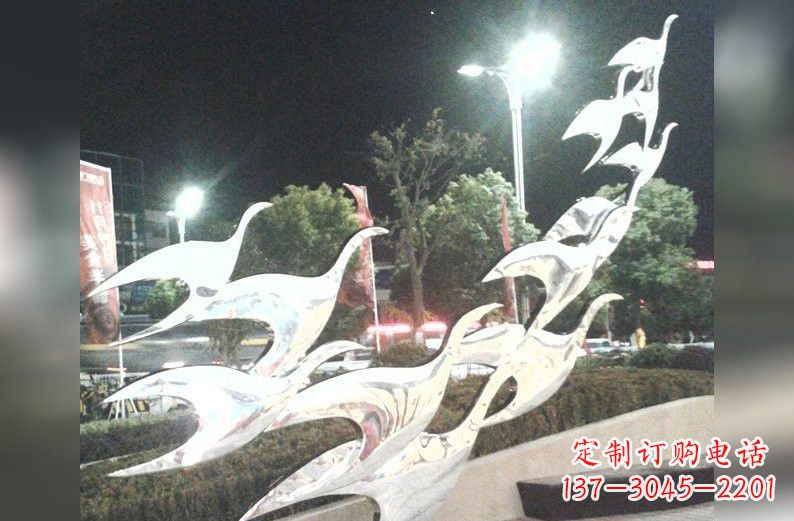 菏泽不锈钢大雁雕塑一种高雅的艺术美学
